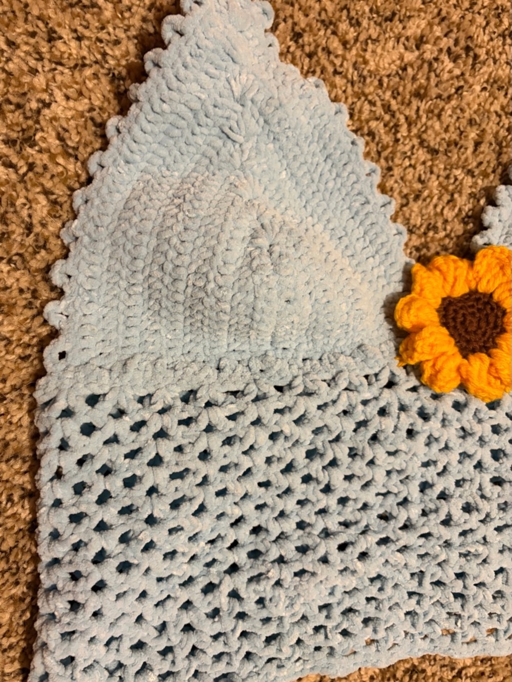 Handmade Crochet Light Blue Sunflower Top - Picture 3 of 4